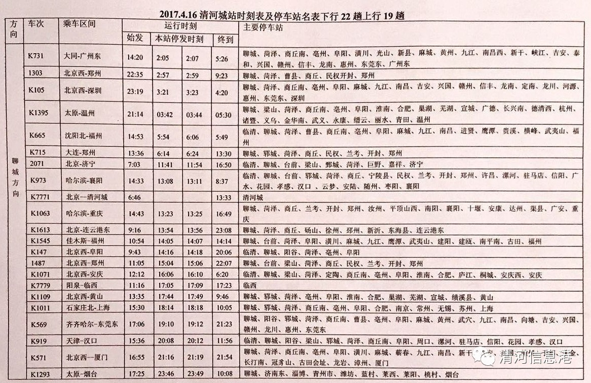 清河城最新时刻表全面解析